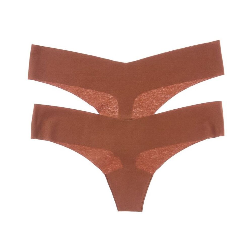 Commando® Womens Commando Set Of 2 Thong Panty, Brown